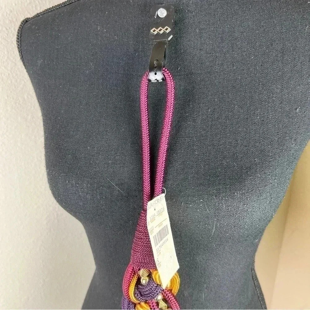 Twisted Braided Beaded Vintage Rope Belt Size Small NWT Gold Purple Burgundy - Picture 4 of 13